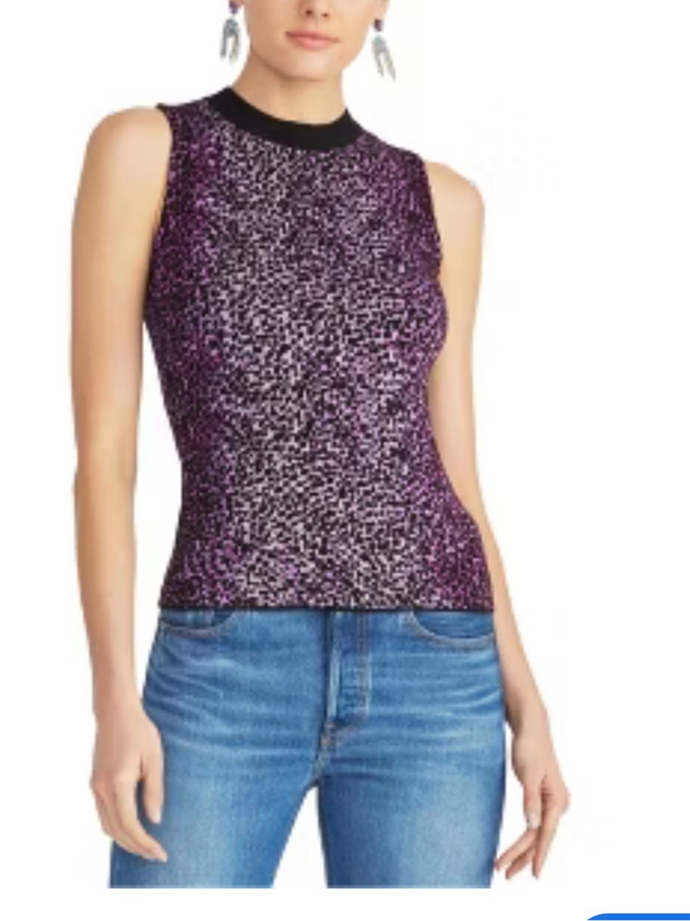 0022 RACHEL Rachel Roy  Sleeveless Knit Top with Black Trim and skirt set